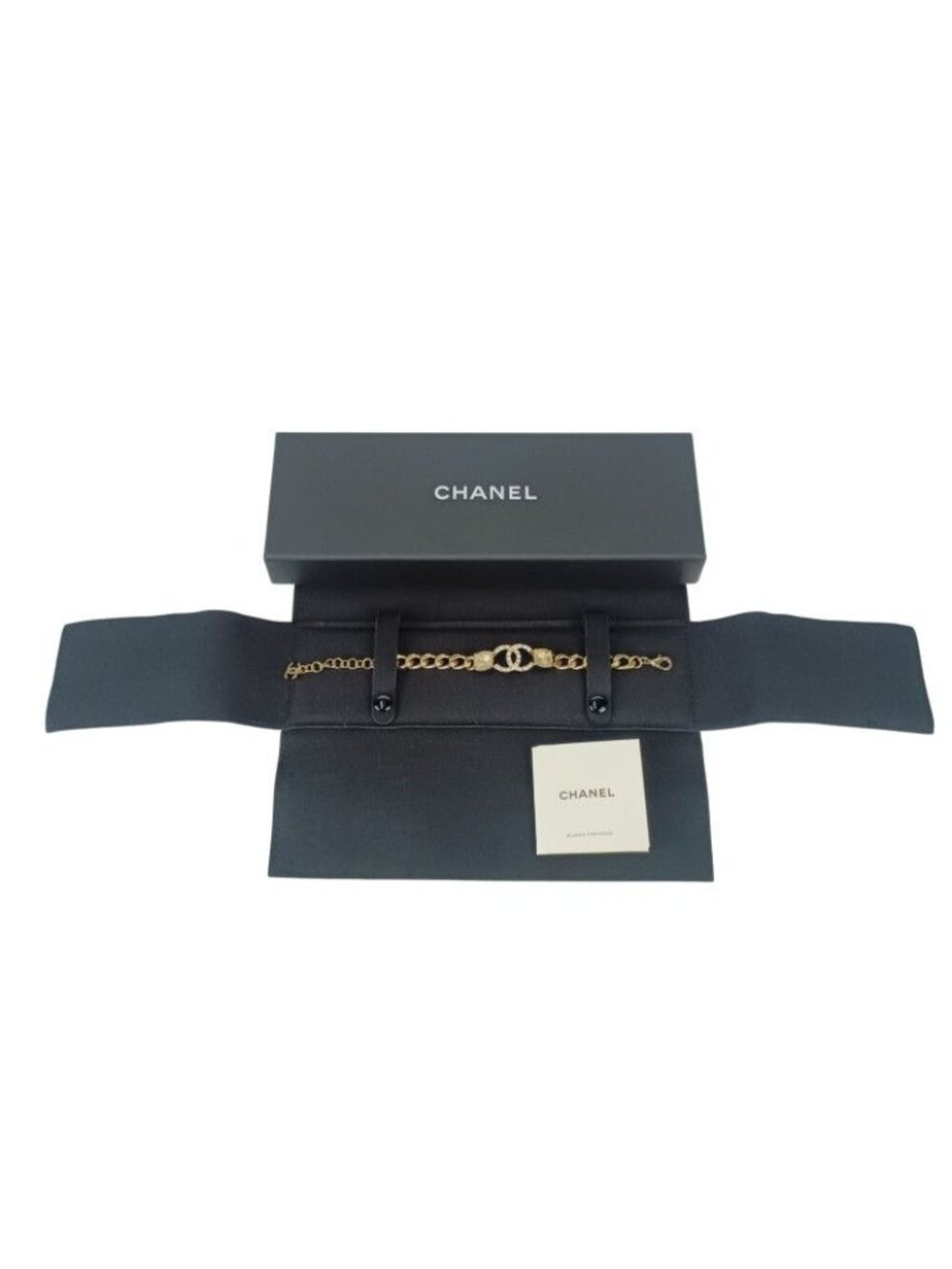 Chanel Wrist Wear Coco Mark Chain Bracelet Gold Metal Rhinestone C23 - Picture 7 of 7